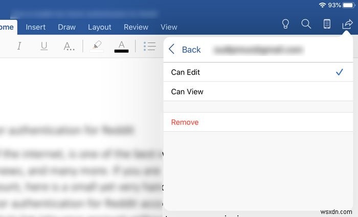 วิธีเชิญบุคคลอื่นให้แก้ไขเอกสาร Word บน iPad 