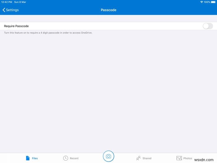 วิธีล็อค OneDrive ด้วยรหัสผ่าน, Touch ID หรือ Face ID บน iPad 