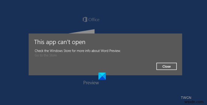 แก้ไขแอปนี้ไม่สามารถเปิดข้อผิดพลาดของแอป Office บน Windows 10 