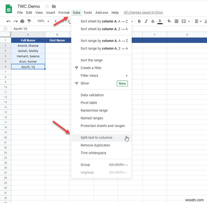 วิธีแยกข้อความเป็นคอลัมน์ใน Excel และ Google ชีต 
