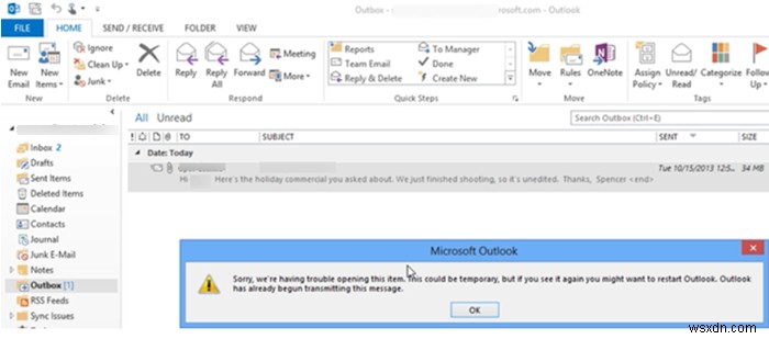 วิธีส่งอีเมลที่ติดอยู่ในกล่องขาออกของ Microsoft Outlook 