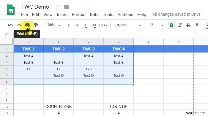 วิธีพิมพ์เซลล์ที่เลือกใน Microsoft Excel หรือ Google ชีต