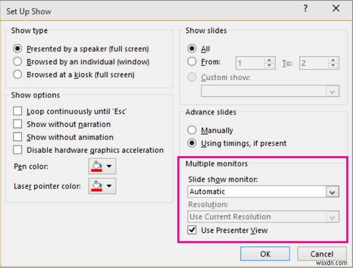 วิธีการส่งงานนำเสนอ PowerPoint ของคุณบนจอภาพสองจอแยกกัน 