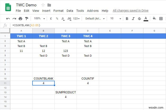 วิธีนับเซลล์ว่างหรือเซลล์ว่างใน Excel และ Google ชีต 