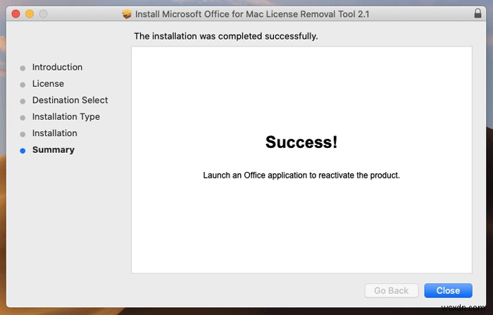 วิธีลบใบอนุญาต Office ออกจาก Mac โดยใช้ License Removal Tool 