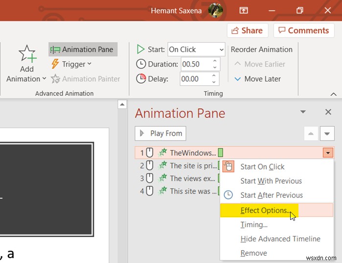 วิธีหรี่ข้อความในงานนำเสนอ PowerPoint 