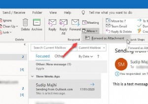 วิธีส่งต่ออีเมลเป็นไฟล์แนบจาก Outlook 