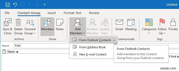 วิธีสร้าง Contact Group ใน Outlook และส่งอีเมลจำนวนมาก 