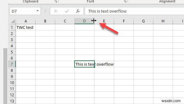 วิธีป้องกันข้อความล้นใน Excel 