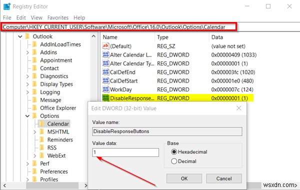 ตัวเลือกการตอบกลับการประชุมของ Outlook ไม่สามารถมองเห็นได้สำหรับคำเชิญ 