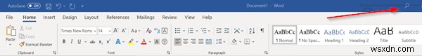 วิธีซ่อนหรือย่อแถบค้นหาใน Office 365 Title Bar 