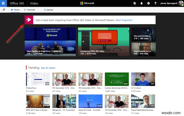 วิธีการโยกย้ายจากวิดีโอ Office 365 ไปยัง Microsoft Streams 