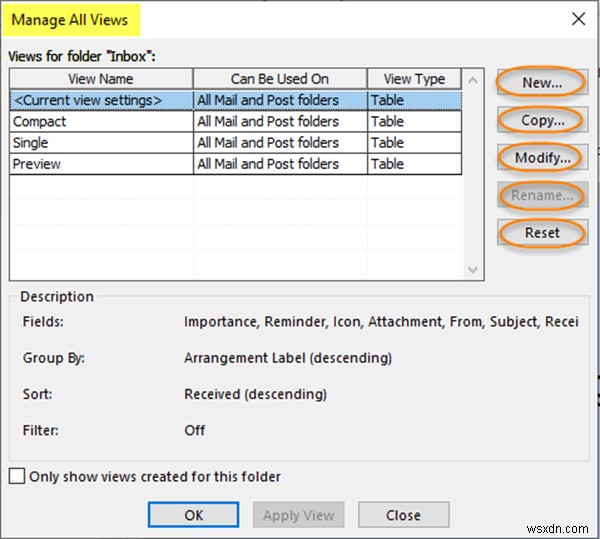 วิธีสร้าง เปลี่ยนแปลง และจัดการมุมมองกล่องขาเข้าใน Microsoft Outlook 