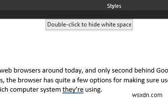 ไม่มีระยะขอบด้านบนและด้านล่างใน Microsoft Word 