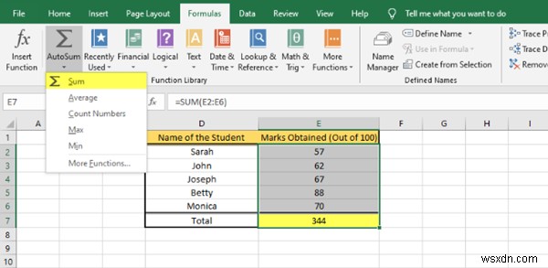 วิธีแทรกสูตรและฟังก์ชันใน Microsoft Excel 