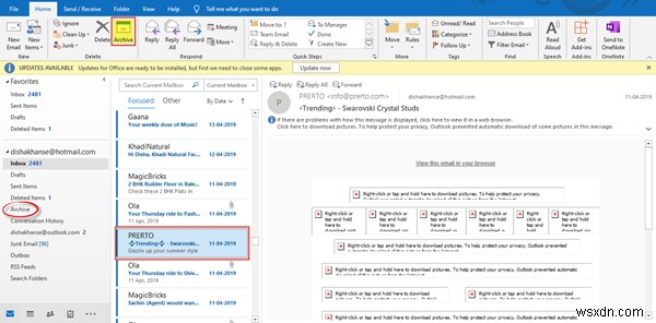 วิธีเก็บถาวรอีเมล &ดึงอีเมลที่เก็บถาวรใน Outlook 