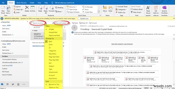 วิธีเก็บถาวรอีเมล &ดึงอีเมลที่เก็บถาวรใน Outlook 
