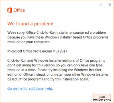 ตัวติดตั้ง Office Click-to-Run และปัญหา MSI บน Windows 11/10 