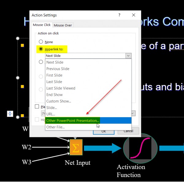 วิธีเชื่อมโยงงานนำเสนอ PowerPoint หนึ่งไปยังอีกงานนำเสนอหนึ่ง 