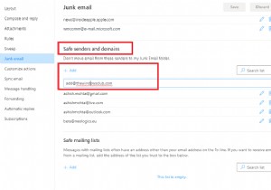 วิธีเพิ่มบุคคลในรายชื่อผู้ส่งที่ปลอดภัยใน Outlook 