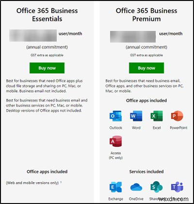 เปรียบเทียบแผน Microsoft 365 – Business vs Business Essentials vs Business Premium 