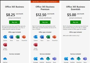 เปรียบเทียบแผน Microsoft 365 – Business vs Business Essentials vs Business Premium 