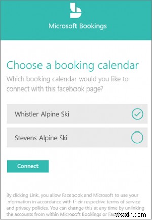 วิธีเชื่อมต่อ Microsoft Bookings และเพจ Facebook 