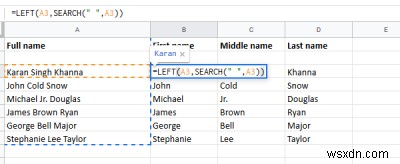วิธีแยกชื่อและนามสกุลใน Excel 