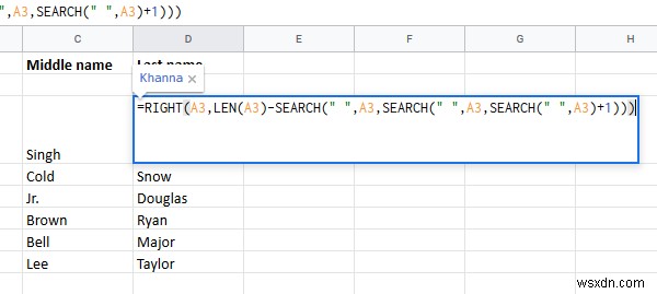 วิธีแยกชื่อและนามสกุลใน Excel 