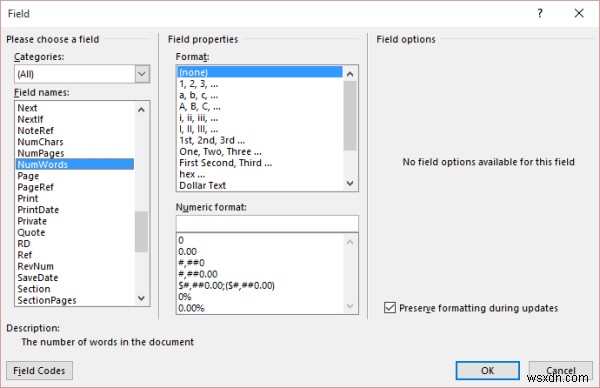 วิธีแทรกจำนวนคำในเอกสาร Microsoft Word 