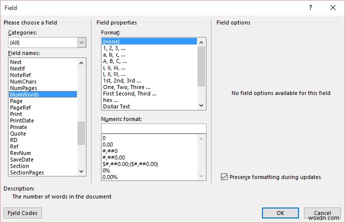 วิธีแทรกจำนวนคำในเอกสาร Microsoft Word 