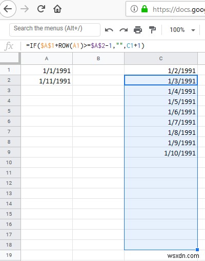 วิธีแยกและแสดงรายการวันที่ทั้งหมดระหว่างวันที่สองวันใน Excel 