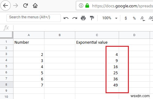 วิธีการคำนวณเลขยกกำลังในช่วงของเซลล์ใน Excel 