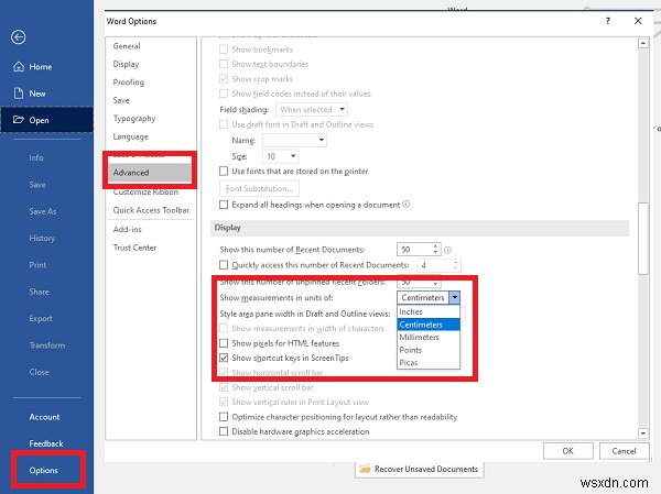 วิธีการเปลี่ยนหน่วยไม้บรรทัดใน Word, Excel, PowerPoint 