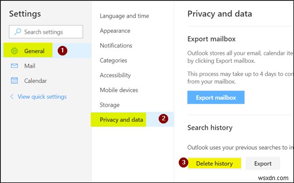 คุณจะลบประวัติการค้นหาออกจาก Outlook.com . ได้อย่างไร 