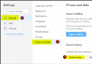 คุณจะลบประวัติการค้นหาออกจาก Outlook.com . ได้อย่างไร 