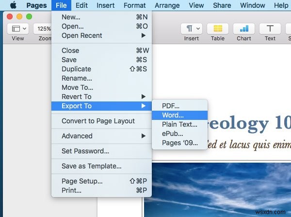 แปลงและเปิดไฟล์ Apple Mac Pages ใน Word บน Windows PC 
