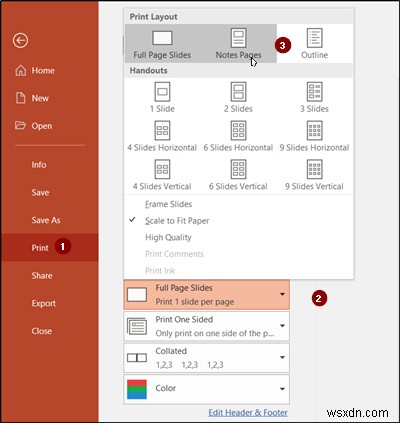 วิธีพิมพ์สไลด์ PowerPoint ด้วยบันทึกของผู้บรรยาย 