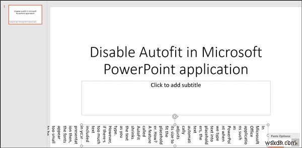 วิธีปิดฟีเจอร์ปรับขนาดข้อความอัตโนมัติให้พอดีอัตโนมัติใน PowerPoint 