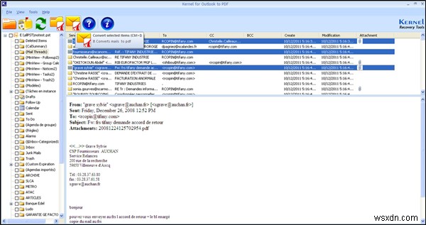 วิธีการแปลงไฟล์ Outlook PST เป็น PDF ฟรีโดยใช้ Kernel for Outlook เป็น PDF