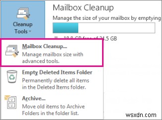 วิธีการล้าง ย่อ และลดขนาดกล่องจดหมายใน Microsoft Outlook