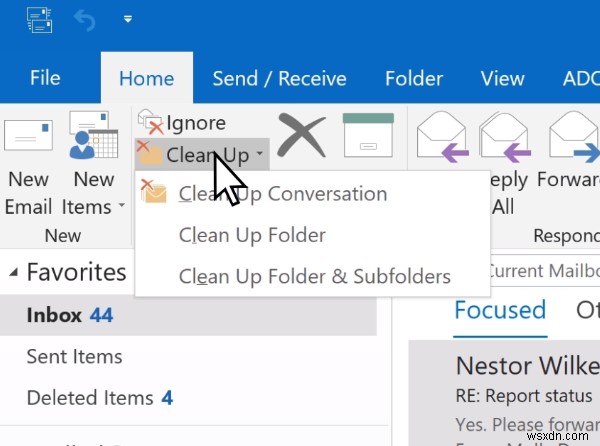 วิธีการล้าง ย่อ และลดขนาดกล่องจดหมายใน Microsoft Outlook