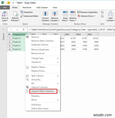 วิธีการ Unpivot ตารางคงที่ใน Microsoft Excel 