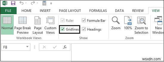วิธีซ่อนเส้นตารางใน Microsoft Excel 
