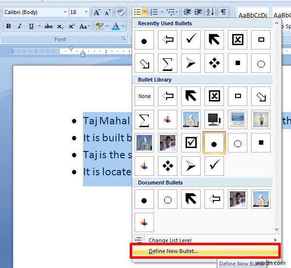 วิธีใช้รูปภาพเป็นสัญลักษณ์แสดงหัวข้อย่อยใน Microsoft Word