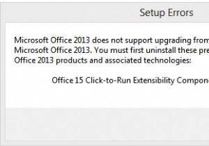 ข้อผิดพลาดคอมโพเนนต์ส่วนขยาย Office Click-to-Run ไม่สามารถติดตั้ง Office