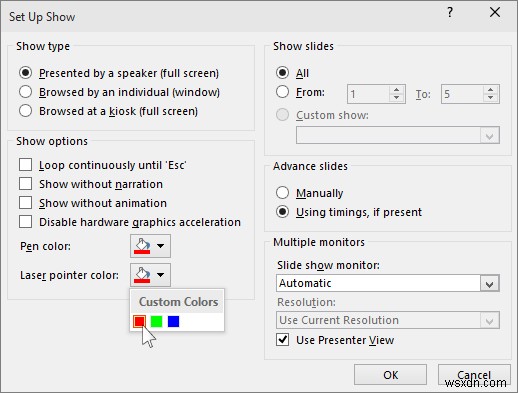 เปลี่ยนเมาส์ของคุณให้เป็นตัวชี้เลเซอร์ใน PowerPoint