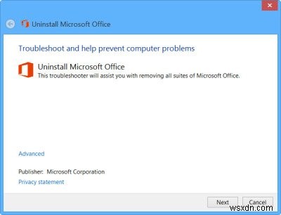 ลบหรือถอนการติดตั้ง Microsoft Office หรือ Office 365 โดยใช้ Microsoft Office Uninstaller Tool 