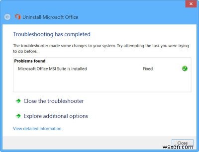 ลบหรือถอนการติดตั้ง Microsoft Office หรือ Office 365 โดยใช้ Microsoft Office Uninstaller Tool 