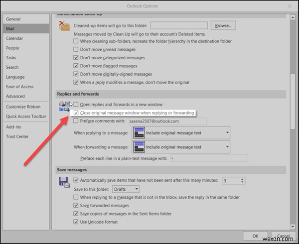 วิธีกำหนดค่า Microsoft Outlook เพื่อปิดข้อความหลังจากตอบกลับ